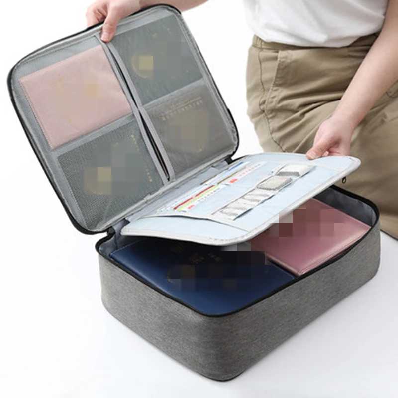 Large Capacity Multi-Layer Document Tickets Storage Bag with lock Certificate File Organizer Case Home Travel Passport Briefcase X250220