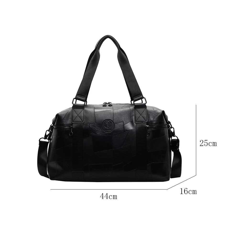 Designer Fitness Tote Large-Capacity Travel Bags Simple Black Handbags Sports Womens Pu Leather Shoulder Crossbody Bags 2025 Y250221