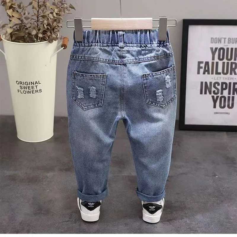 Boys And Girls Torn Jeans For Spring And Autumn 2023 New Childrens Thin Baby Pants For Middle And Young Childrens Pants Kids Z250220