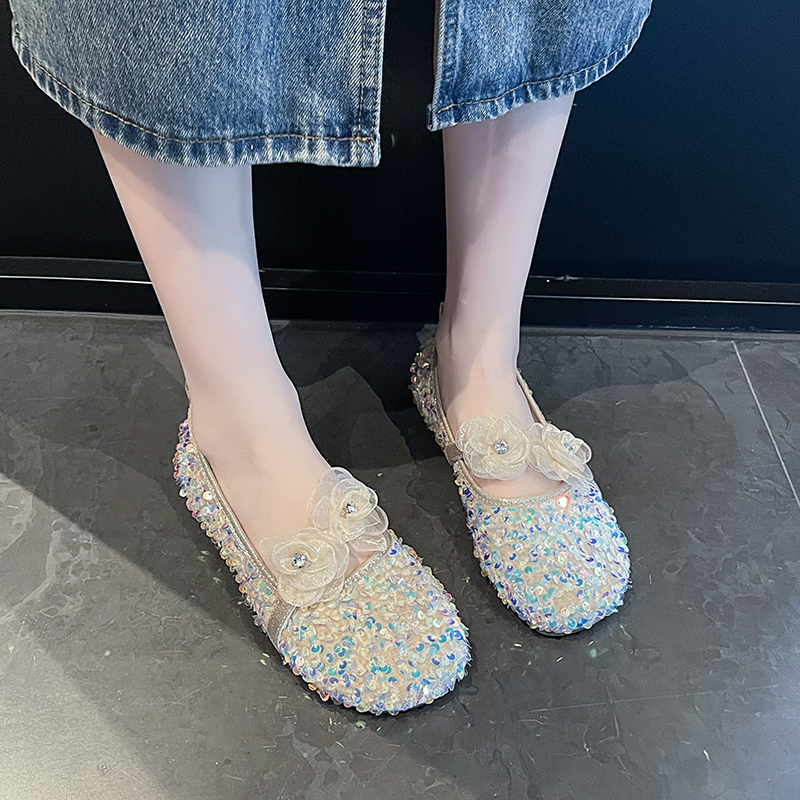 Women's Luxury Ballet Flats New Spring and Autumn Soft Bottom Water Diamond Mary Jane Shoes Classic Bling Designer Casual shoes High quality part