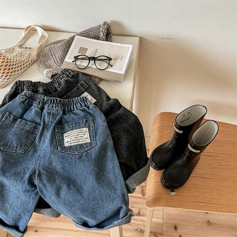 Childrens Pants 2024 Autumn New Korean Boys Casual Jeans Fashion Loose Girls Denim Trousers Toddler Kids Versatile Jeans Z250220