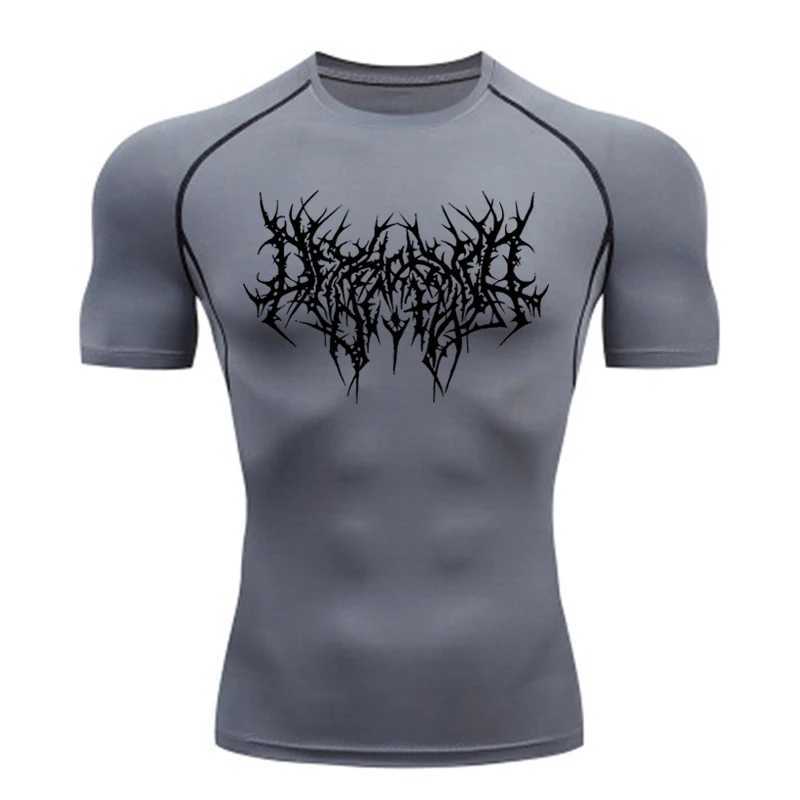 Mens T-shirt mens running sports T-shirt mens compression fitness top quick drying training gym sports running shirt W250220