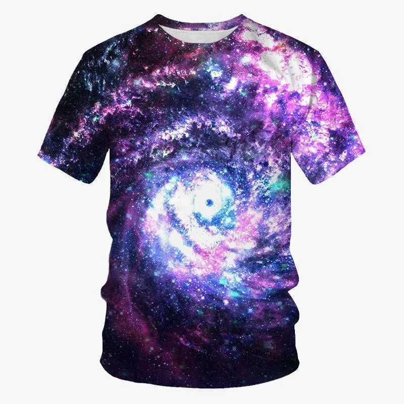 Colorful Mens T-Shirt 3D Galaxy Starlight Print Short Sleeve Tops Casual T Shirt Streetwear Oversized Tee Shirt Men Clothing W250220