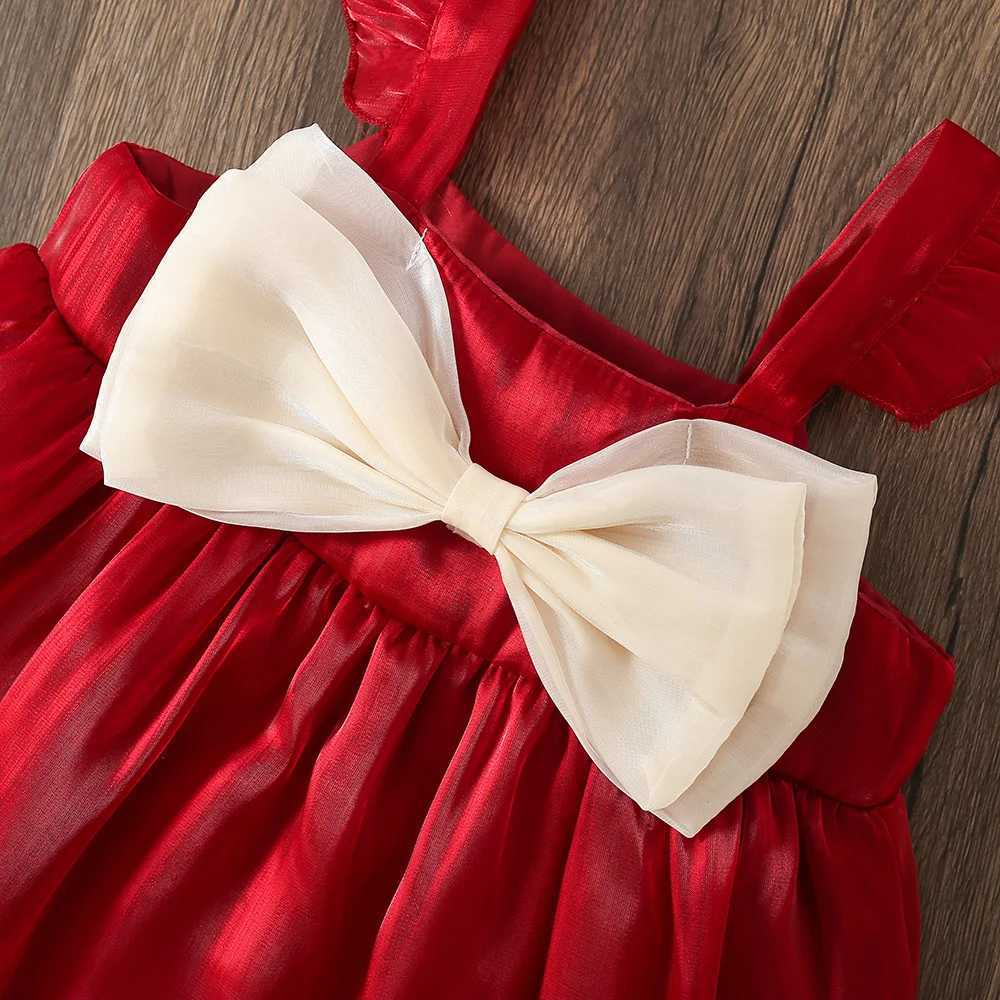 Baby Clothing Girl Summer Sleeveless Bow Princess Girl Childrens Clothing Gorgeous Satin Childrens Dress First Birthday Dress Princess X250220