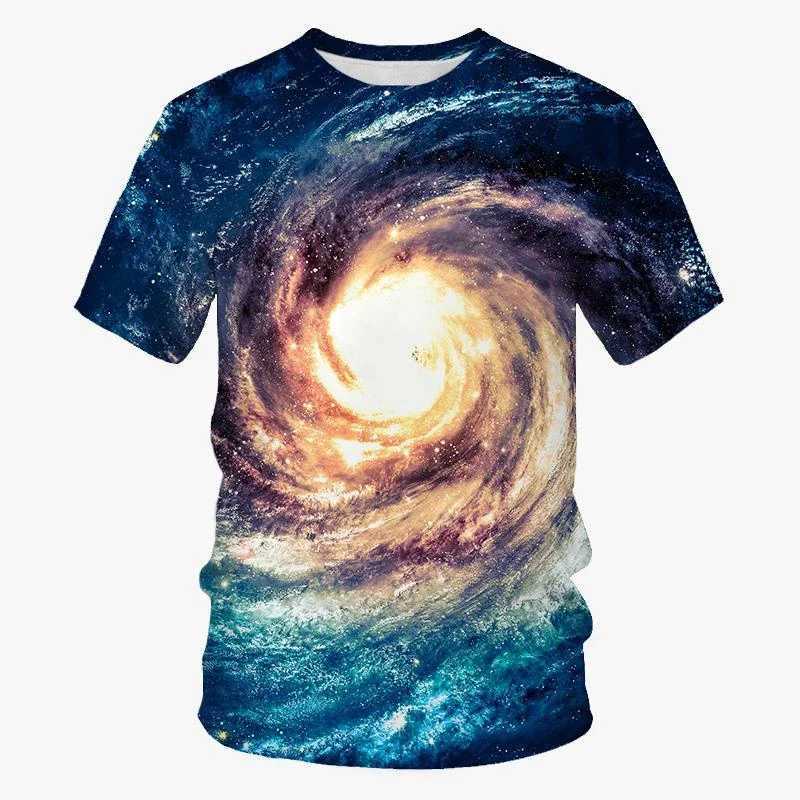 Colorful Mens T-Shirt 3D Galaxy Starlight Print Short Sleeve Tops Casual T Shirt Streetwear Oversized Tee Shirt Men Clothing W250220