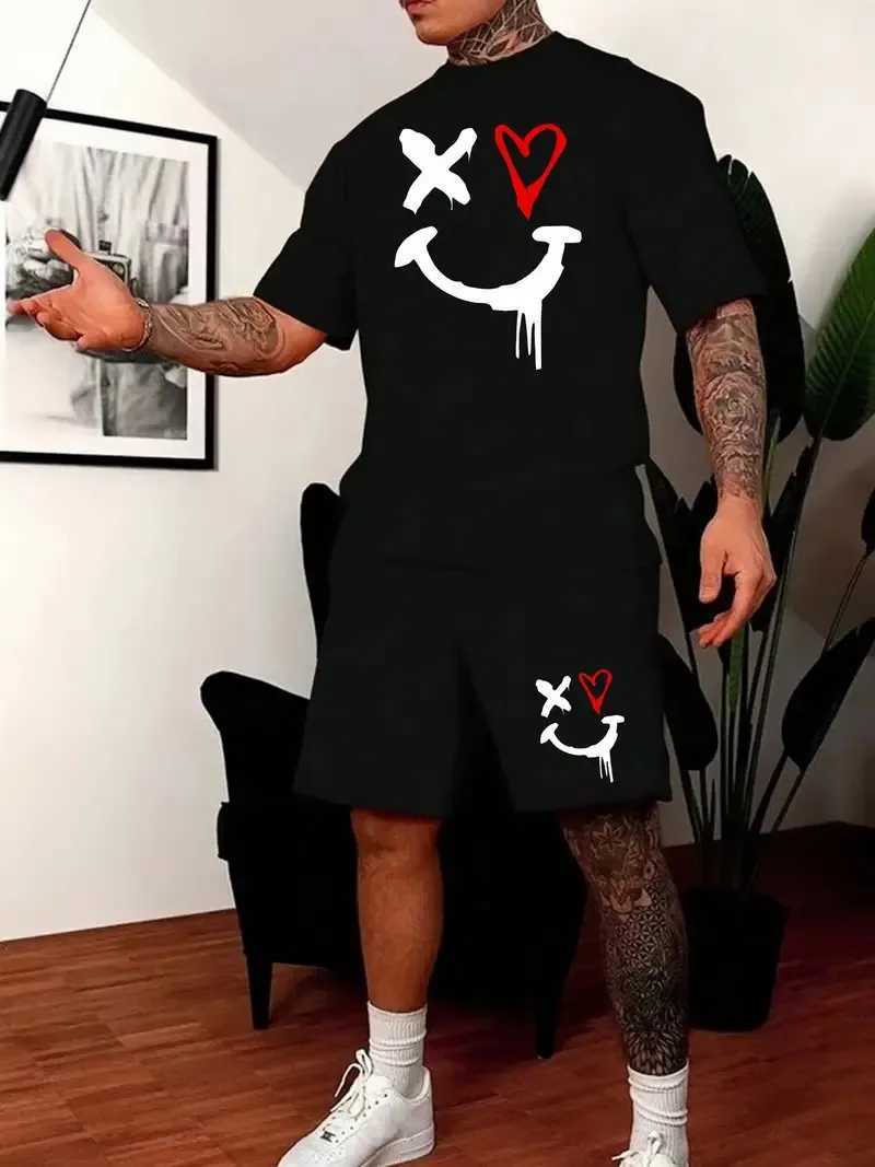 New Mens Sets 3D Tracksuit Summer Fashion Clothes For Man TShirt Shorts 2 Piece Casual Suit Streetwear Oversized Mens Outfit W250221