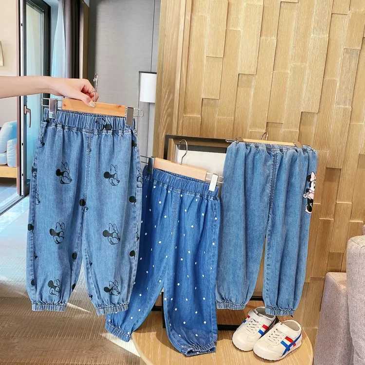 Baby Girls Clothes Jeans 2024 Summer Kids Print Loose Elastic Denim Pants Fashion Children Trousers Z250220