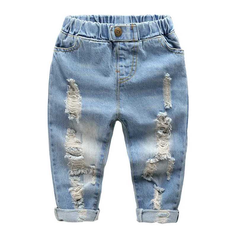 Boys girl hole Jeans pants Excellent than cotton New casual children Trousers baby toddler Comfortable kids clothes Children Z250220