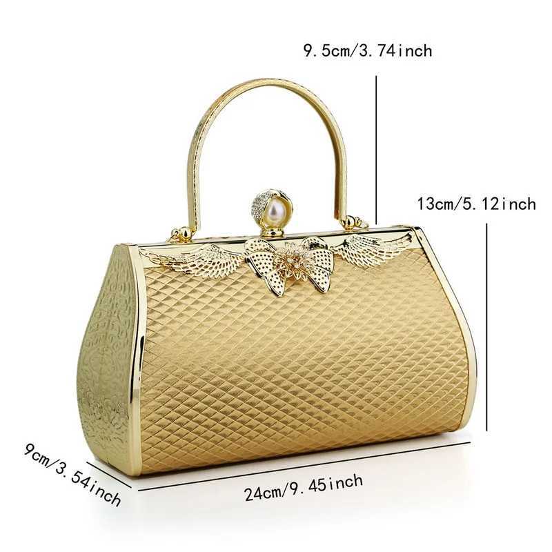 Evening Bags Diamonds Bucket Design Handle Handbags Luxury Party Purse Floral Golden Women Clutch PU Fashion Z250220