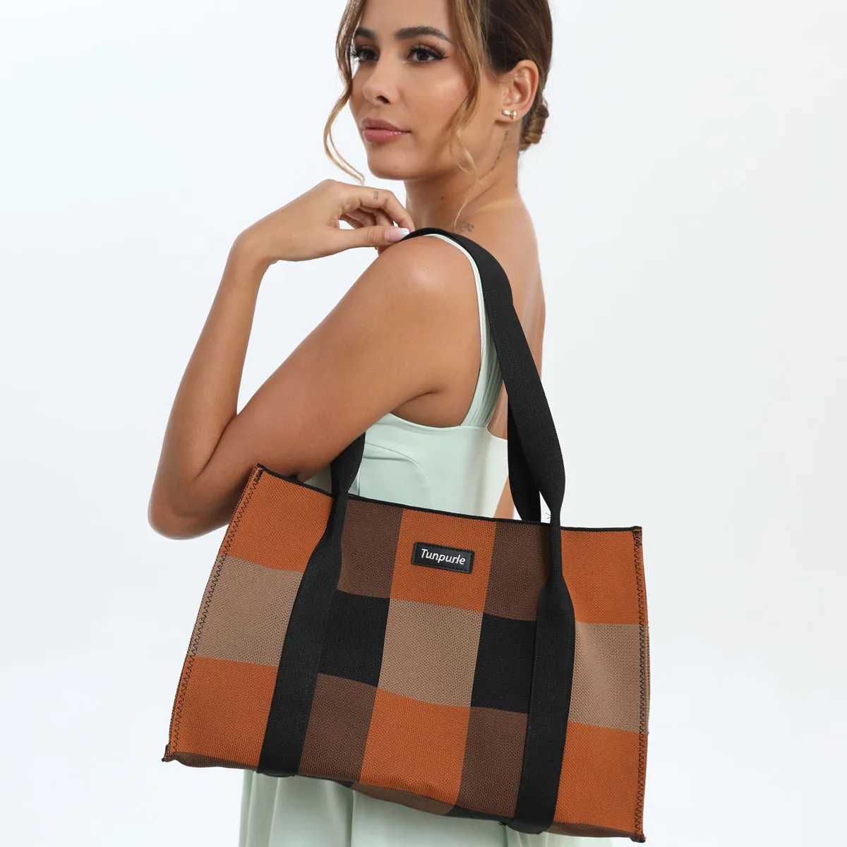 Fashionable Womens Tote Bag Knitted Commuter Bag Women Handbag Design Casual Shoulder Bag Z250220