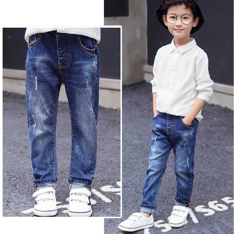 IENENS fashionable jeans suitable for children boys denim pants spring autumn ultra-thin jeans young boys denim Trousers elastic waist pants Z250220