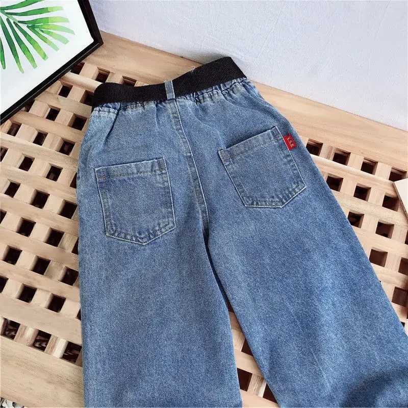 Girls Jeans Solid Color Kids Jeans Girls Spring Autumn Children Jeans Casual Sle Kids Clothes Z250220
