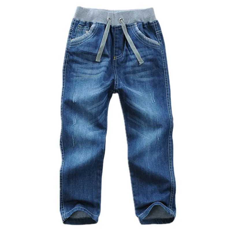 Kids Boys Jeans Classic Solid Design Children Denim Pants Spring Autumn Casual Elastic Waist Trousers 2 To 14 Years Clothes Z250220