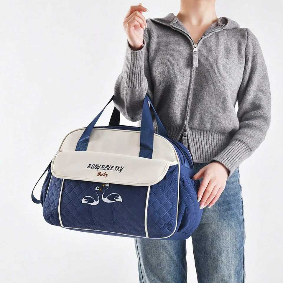 New Fashionable Embroidered One Shoulder Mommy Bag with Large Capacity and Multi function Leaning Urinary Bag for Going Out X250220