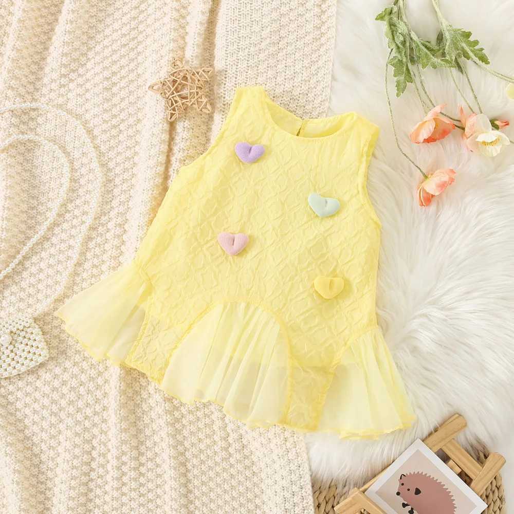 Baby Girl Korean Style Western-Style Dress Childrens Summer New Fashionable Love Princess Dress Girls Sleeveless Dress X250220