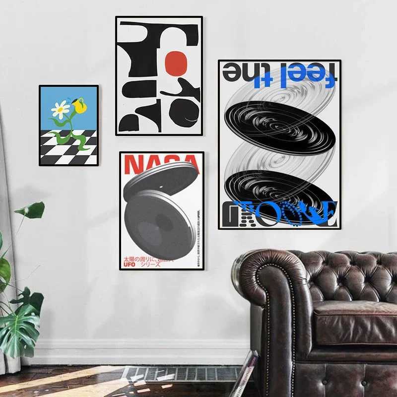 Vintage Japanese Tokyo Wall Art Print Posters Abstract Grey Brain Wave Canvas Painting for Modern Living Room Home DecorationT250221