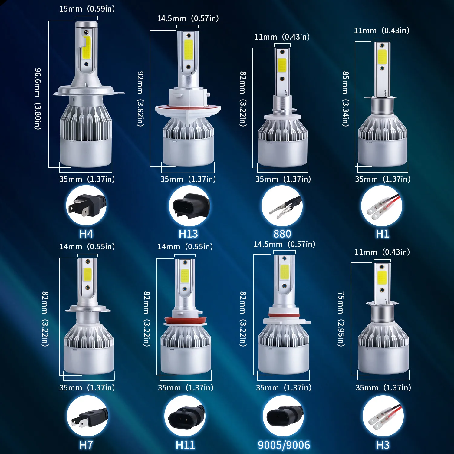 C6 LED Car Headlight Bulbs 6000K COB H7 - Ultra-Bright Energy-Efficient