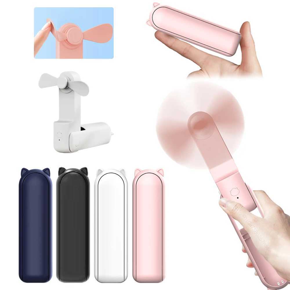 Electric Fans Portable Fan Mini Handheld Fan 2000mAh USB Rechargeable with Handy Power Bank Small Hand Held Foldable Pocket Fan for Travel H250220