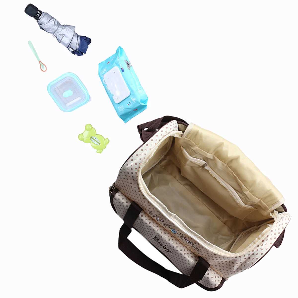 Fashionable printed mommy bag five piece set large capacity multifunctional one shoulder crossbody bag outdoor diaper bag X250220