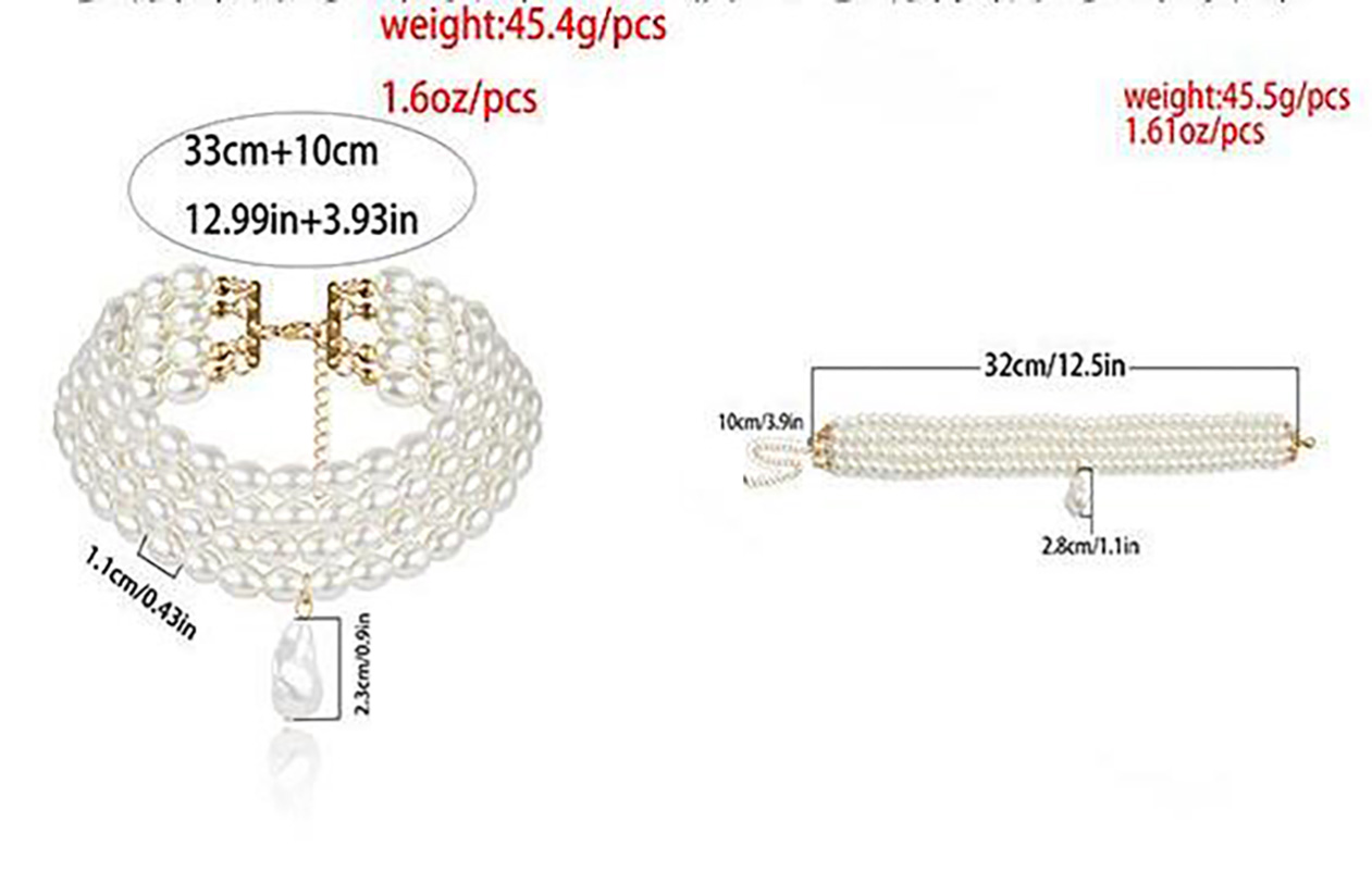 Temperament simple multi-layer pearl necklace European and American style baroque shaped pearl necklace women