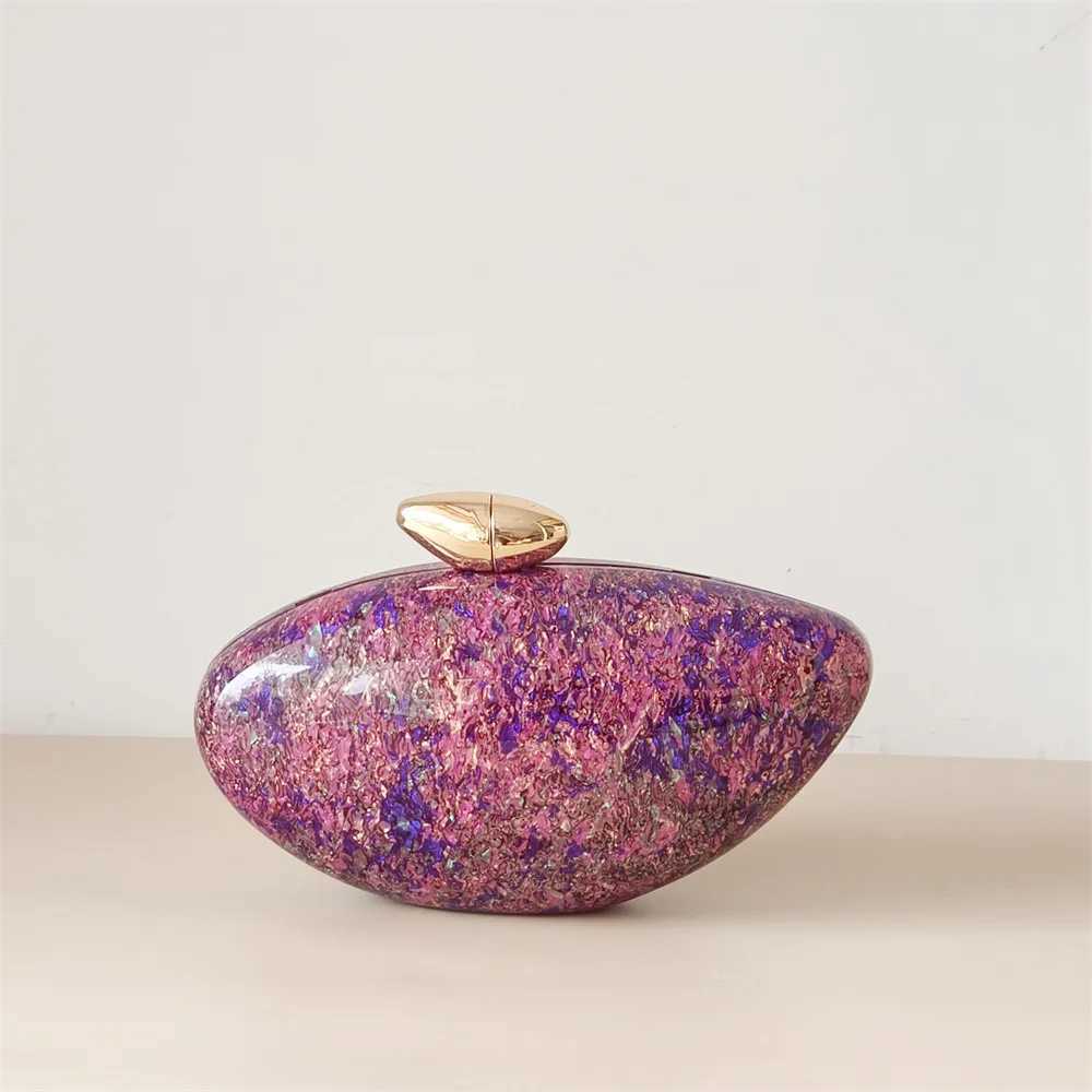 Shell Brand Pearl Brown Marble Acrylic Box Clutches Evening Bag Wedding Party Female Mini Purse Evening Female Bridal Handbag Z250220