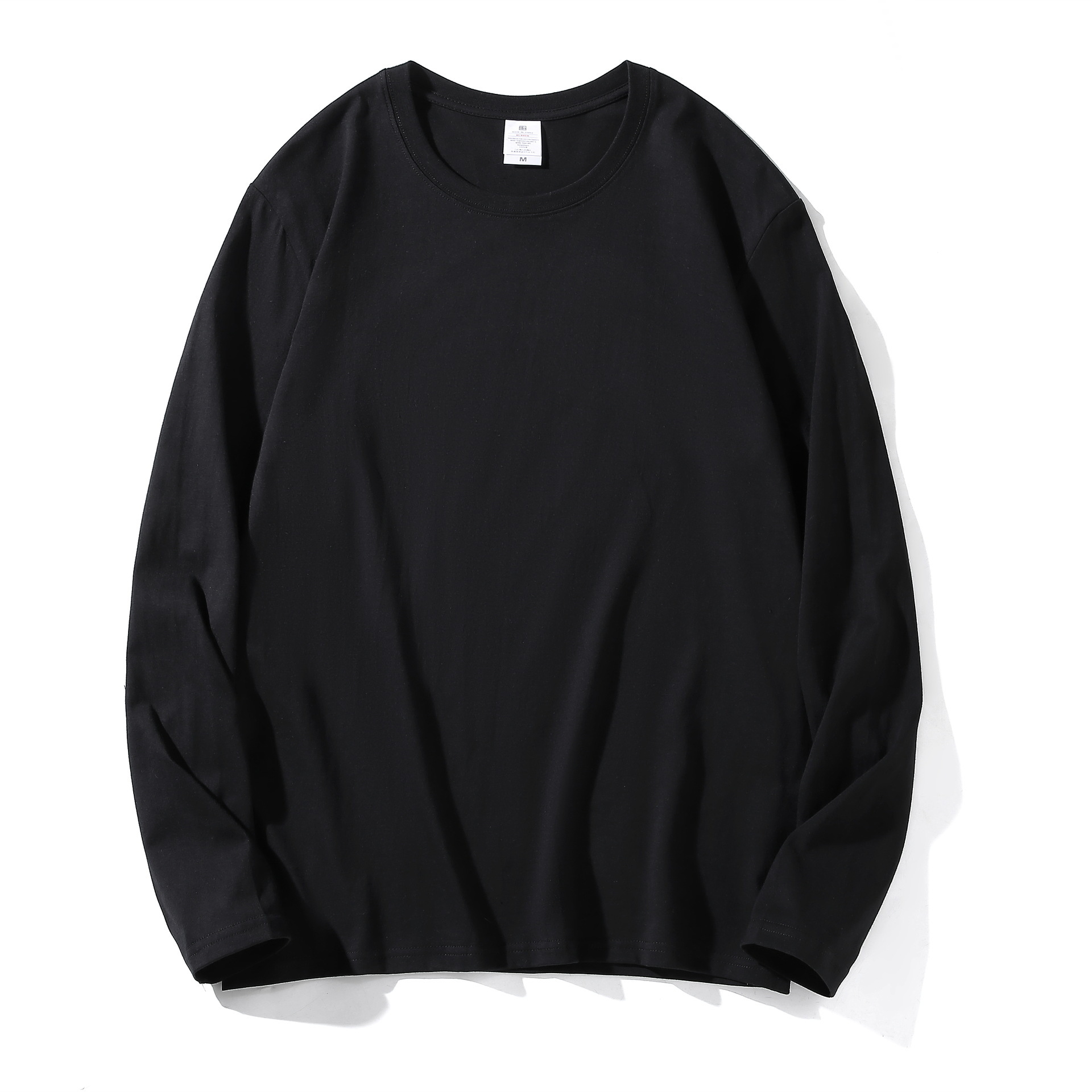 AL02211 Cotton long-sleeved bottoming shirt men's T-shirt solid color autumn loose sweatshirt white