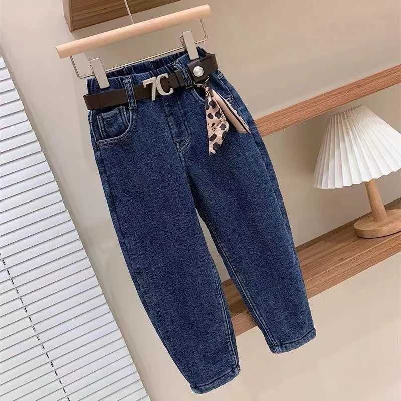 Winter Warm Velvet Jeans Girls Elastic Casual Trousers Denim PantsWinter Thick Warm Jeans With Fleece For 1-7 Years Boys Girls Z250220