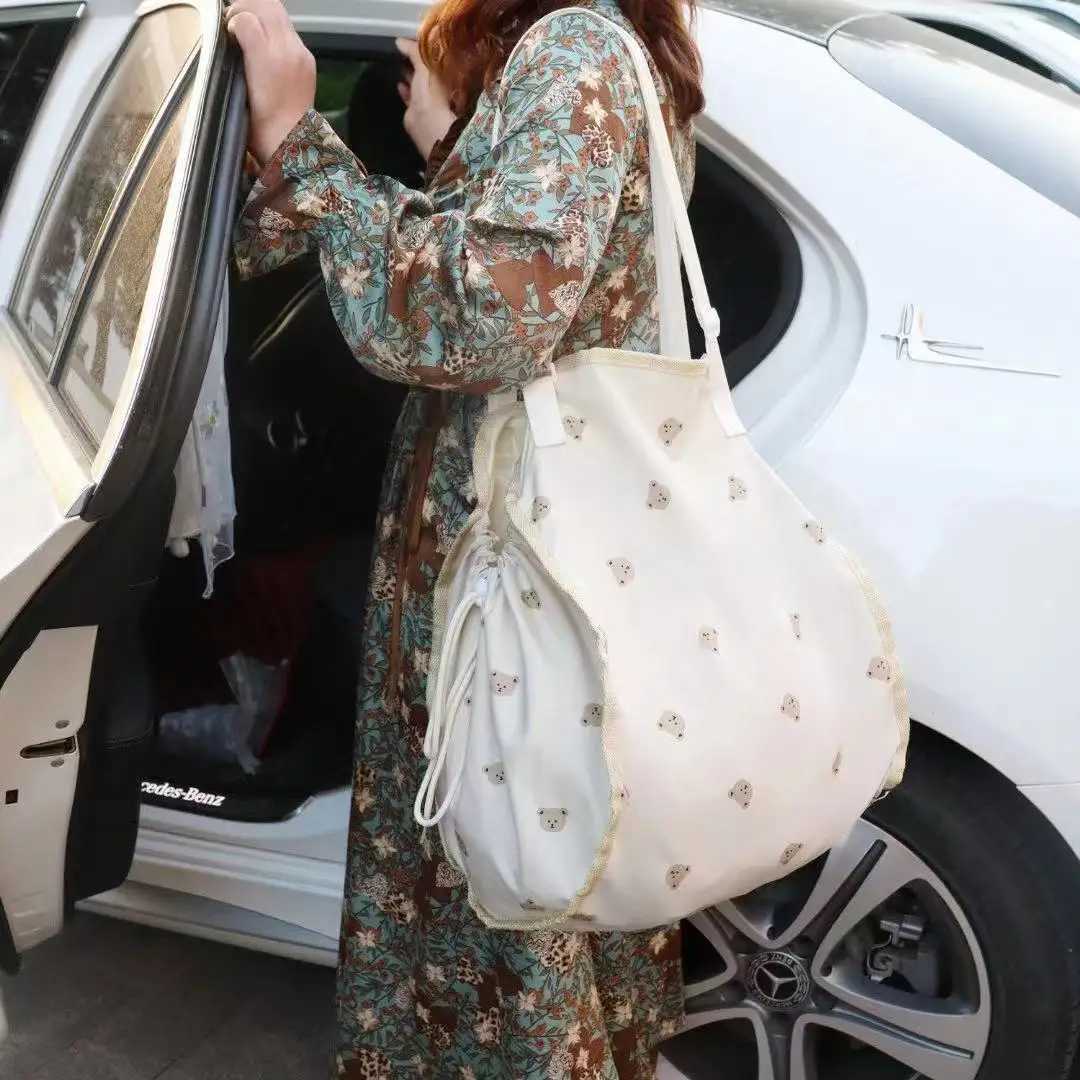 Portable Mommy Bag Large Capacity Hanging Car Seat Back Storage Bag Stroller Baby Items Organizer String Travel Bag for Mom X250220