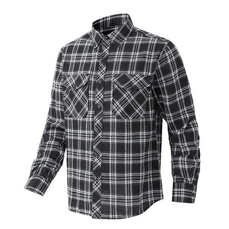 Spring Men Plaid Casual Long Sleeve Shirts Mens Autumn Lapel Outdoor Cargo Shirt Man Loose Classic Pocket Safari Work Polo Shirt W250220