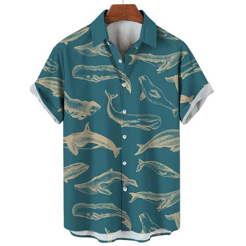 3d Print Shark Jellyfish Hawaiian Shirt For Men Casual Sea Life Animal Pattern Short Sleeve Blouse Summer Fashion Top Shirts W250220