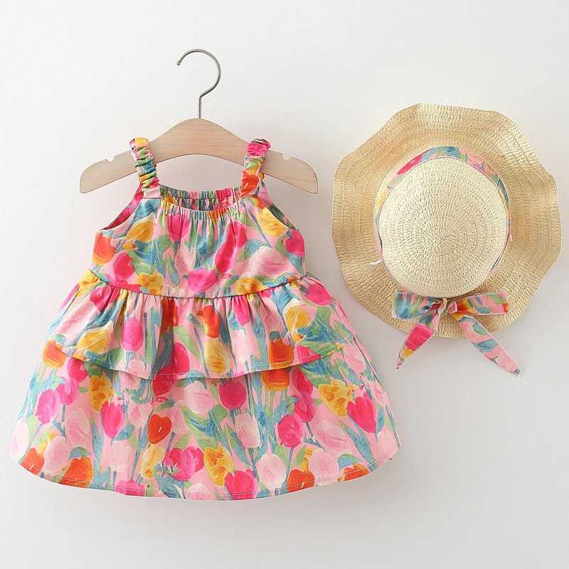 2 baby girls summer new dress sweet and cute floral skirt 0-4 years old Girls Casual and Fashionable Sleeveless Dress X250220