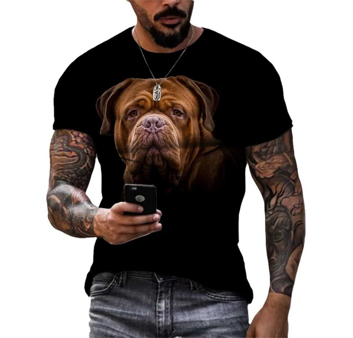 New Fashion Personality Beach Dogs Summer Mens Hd 3d Printed T-shirt O Neck Short Sleeve Casual Loose Comfortable Quick Dry Top W250220