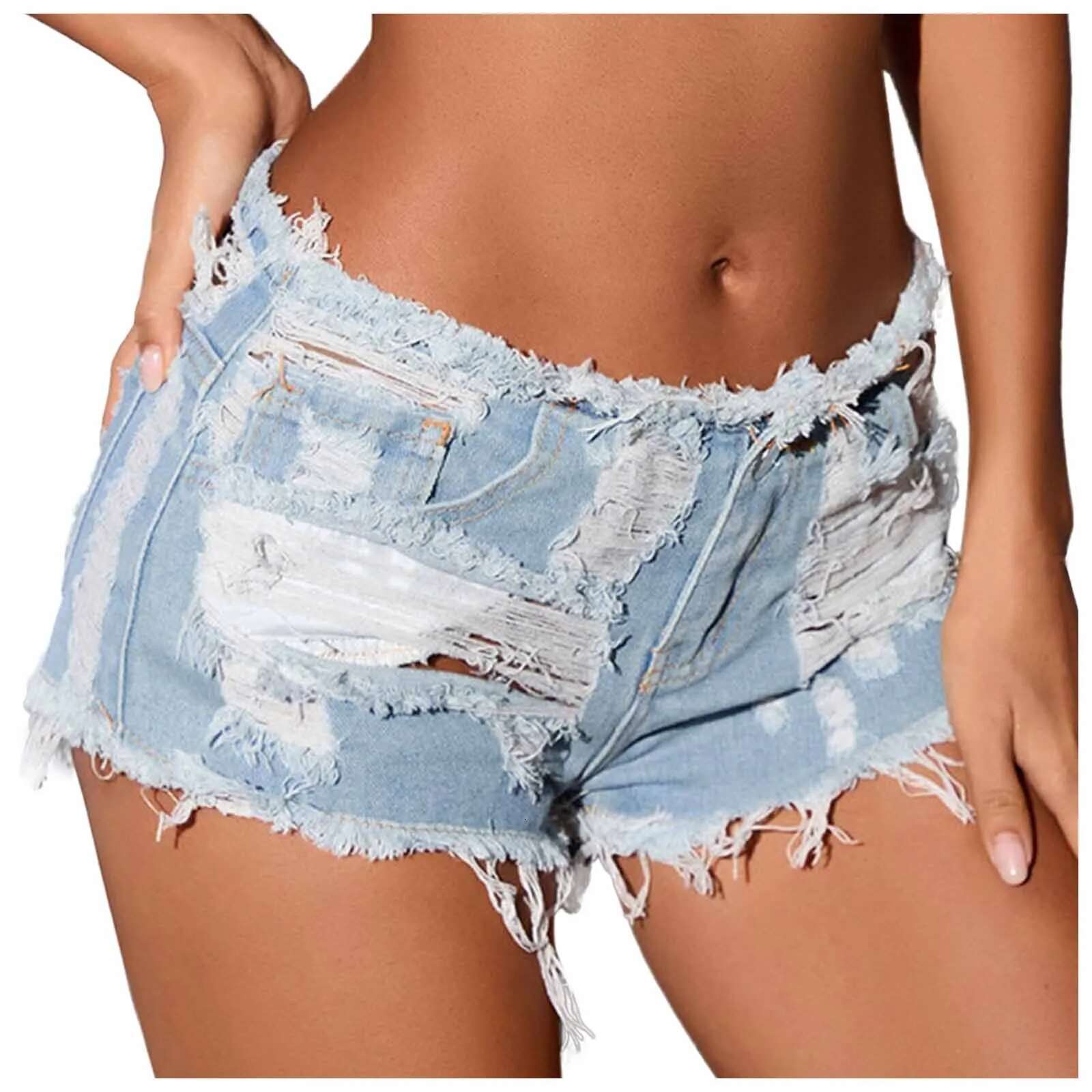 Womens Summer Denim Shorts Jeans Ripped Distressed Hot Loose Korean Straight Pants
