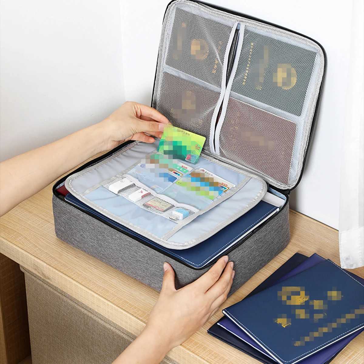 Large Capacity Multi-Layer Document Tickets Storage Bag with lock Certificate File Organizer Case Home Travel Passport Briefcase X250220