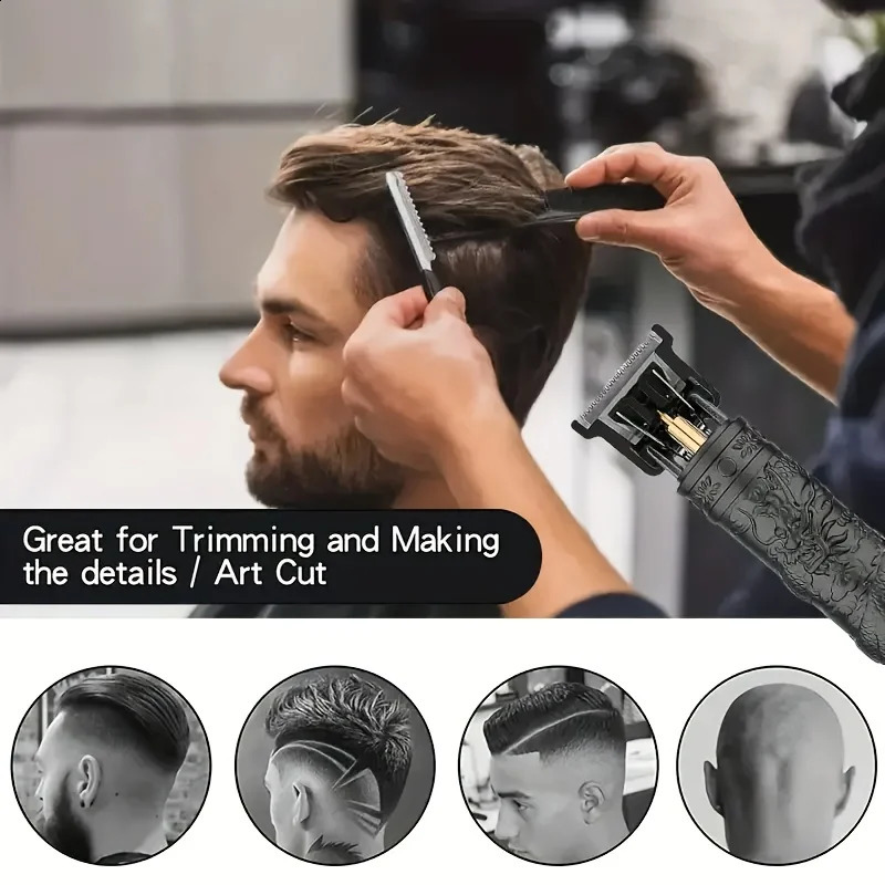 2024 Mens Professional Hair Clipper T9 Electric Rechargeable Beard Trimmer 250217