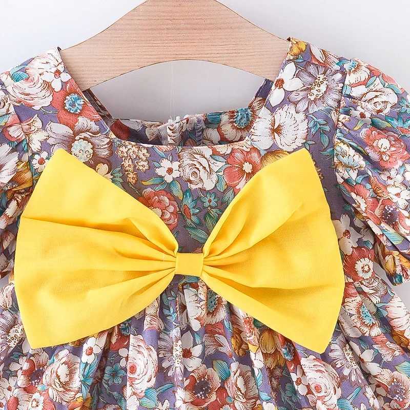 Promotional Girls Summer Dress Clearance Puff Sleeve Floral Dress Bow Birthday Party Dress Birthday Party Dress X250220