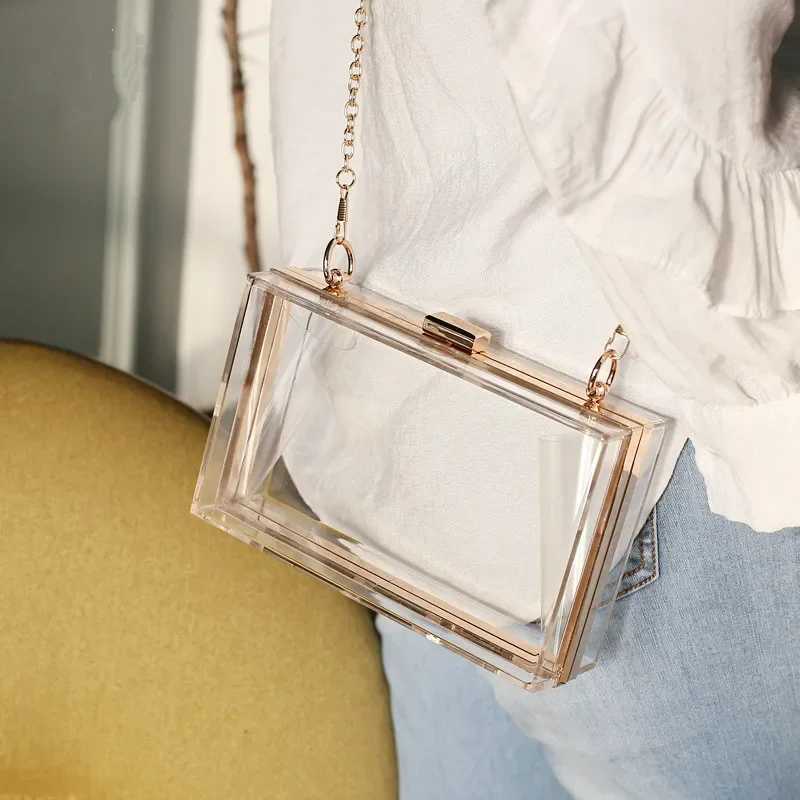 Clear Acrylic Box Evening Clutch Bags Women Boutique Chain Transparent Woman Clutch Bag Purse and Handbags Wedding Party Ins