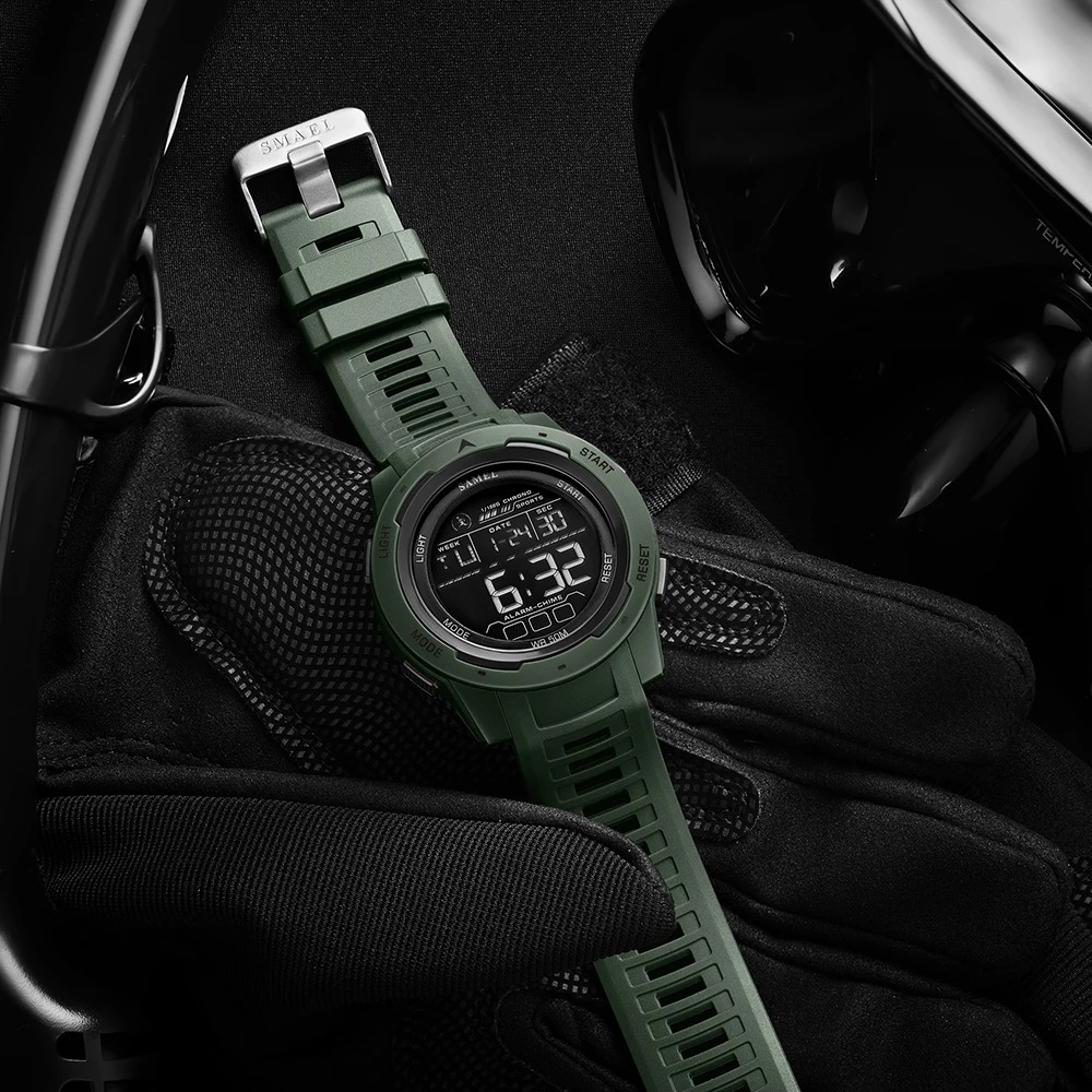 SMAEL Digital Watches Sports LED Wristwatches Mens 50m Waterproof Sport Watch Digital Light Stopwatch 8105 Military Watch Men 250217