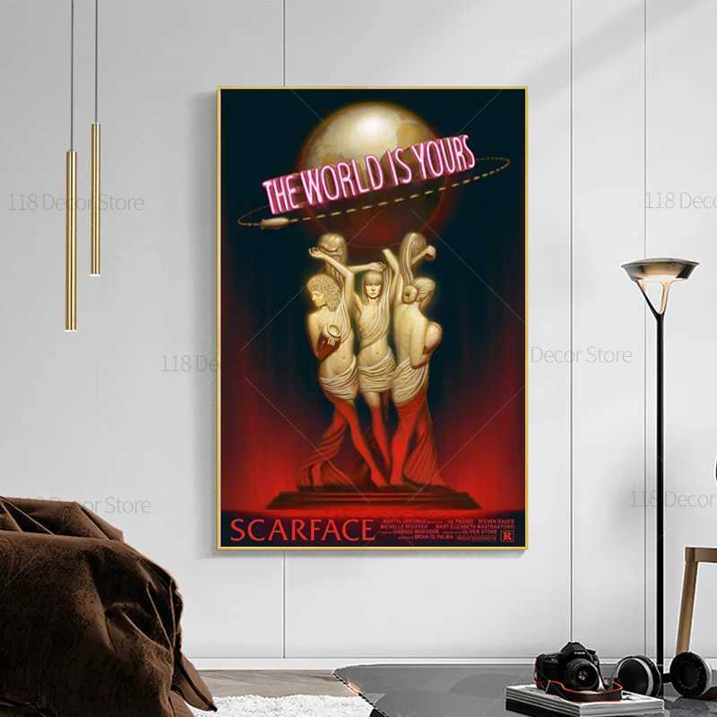The World Is Yours Scarface Retro Trippy PSYCHEDELIC Oil Painting Posters And Prints On Canvas Wall Art Picture For Living RoomT250221