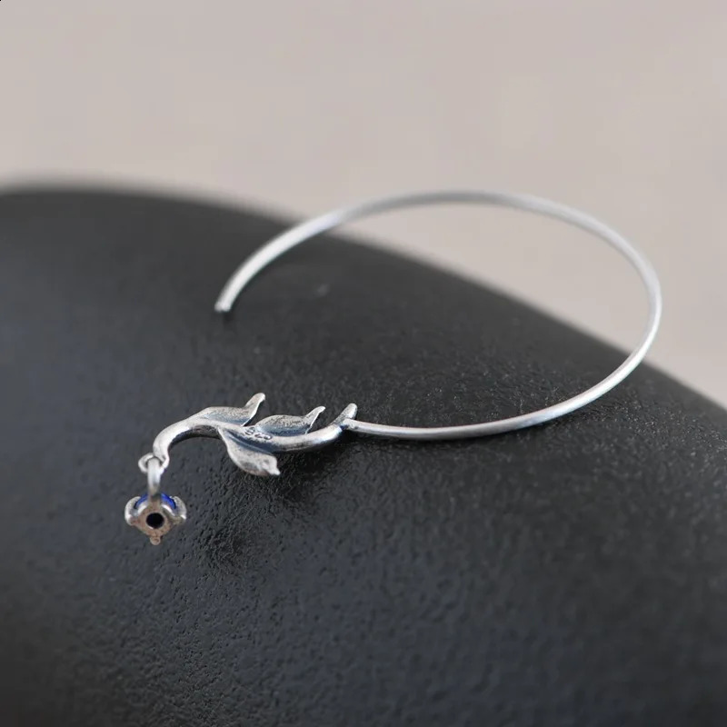 S925 Pure Silver Vintage Lapis Lazuli Simple Earrings Womens French High-end Jewelry Birthday Gift 250219