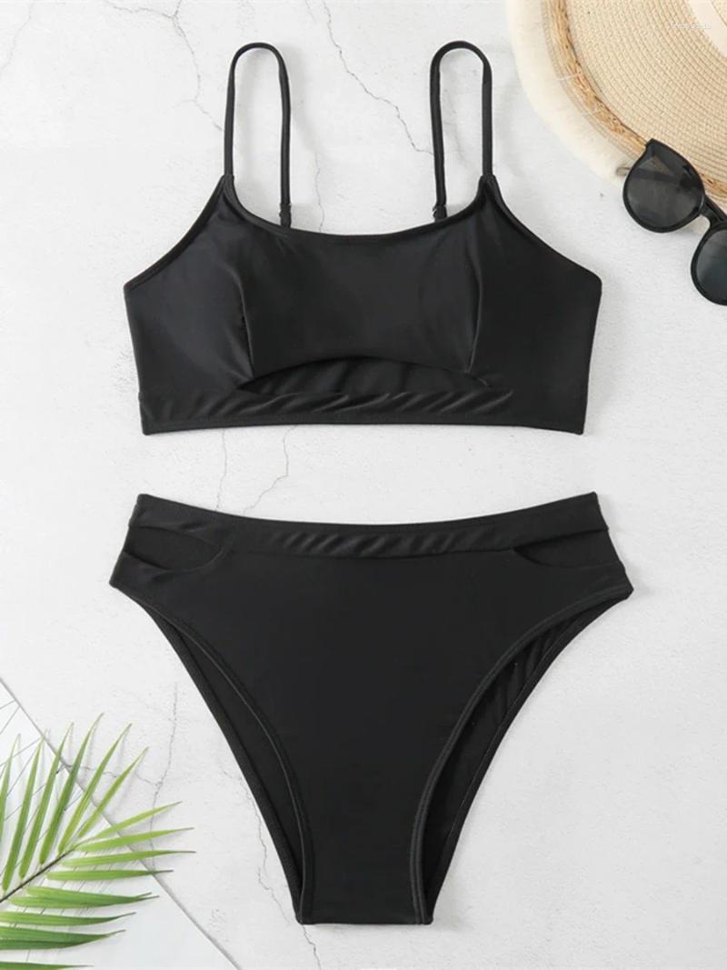 Womens Swimwear 2025 Solid Hollow Out Two Piece Bikini Swimsuit Women Female Bathers Bathing Swimming Swim Suit Beachwear