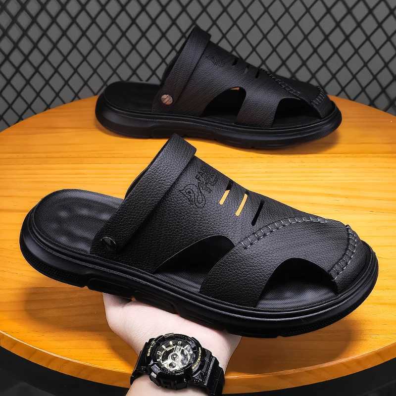 New Arrival Mens Leather Sandals Summer Classic Mens Slippers Soft Sandals Fashion Casual Comfortable Outdoor Beach Walking Shoes T250220