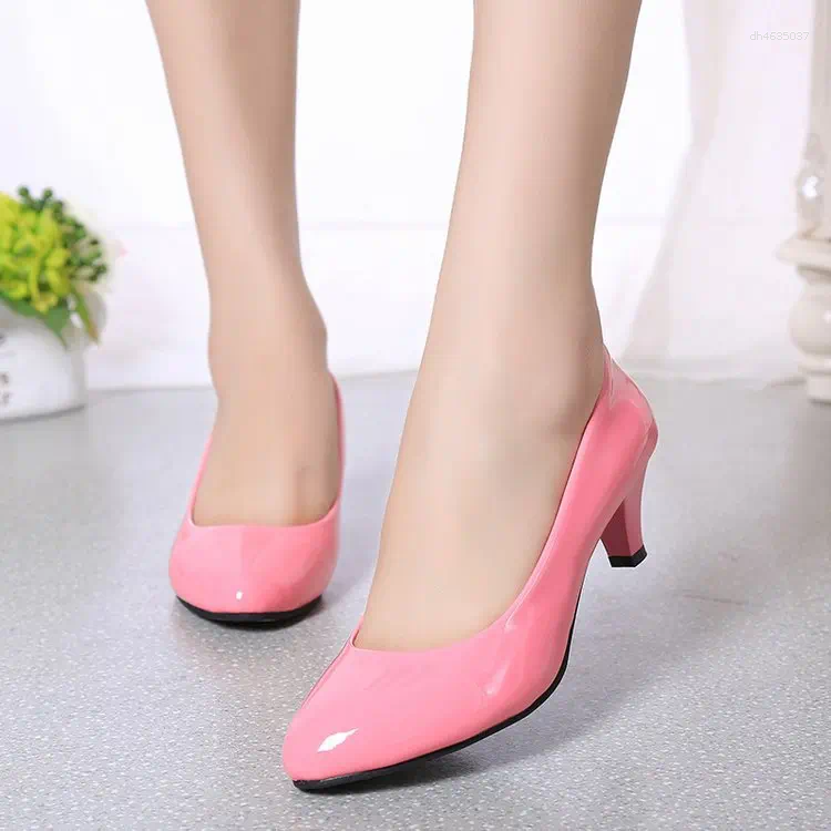 Dress Shoes Women Red White High Heels Sexy Pointed Toe Middle HeelWedding Nude Black Color Rubber Bottom zhanyishengli