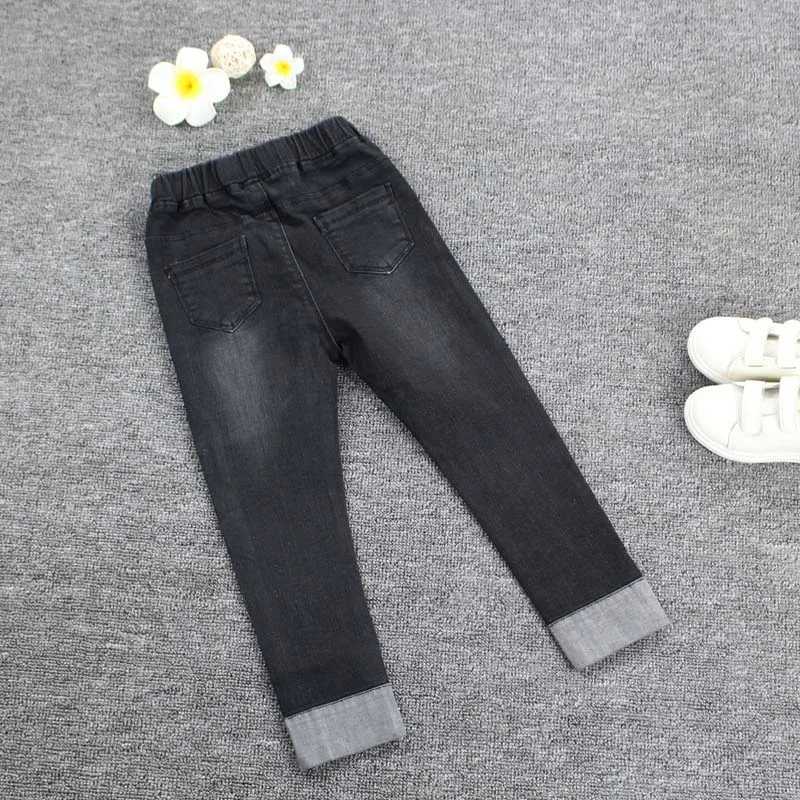 Girls Black Blue Jeans 2021 Autumn Baby Girls Pants Slim Skinny Kids Leggings Cotton Casual Children Girls Clothes 3 10 14 Year Z250220