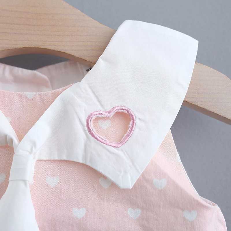 Summer (1-3 Years Old) Baby Girl Dress Baby Girl Cute Birthday Party Princess Dress Love Printed Tie Collar Sleeveless Dress X250220