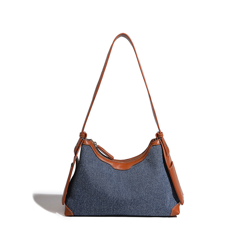 Chic Large Volume Denim Crossbody Bag - Sleek Pillow Design for Everyday Use