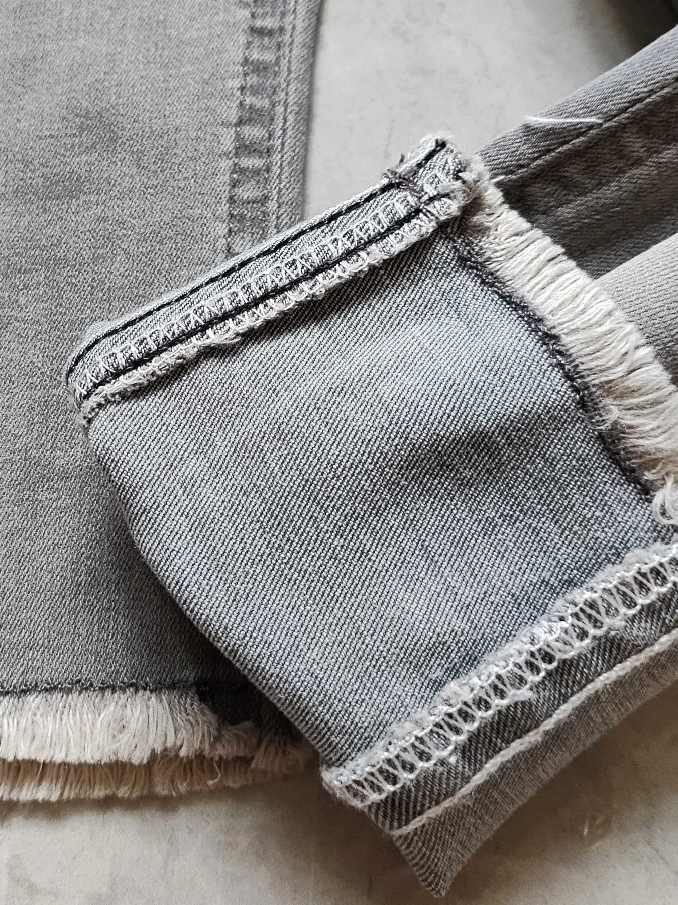 5140 12M-3Y skinny baby boys jeans l soft denim pants hole grey elastic waist Z250220