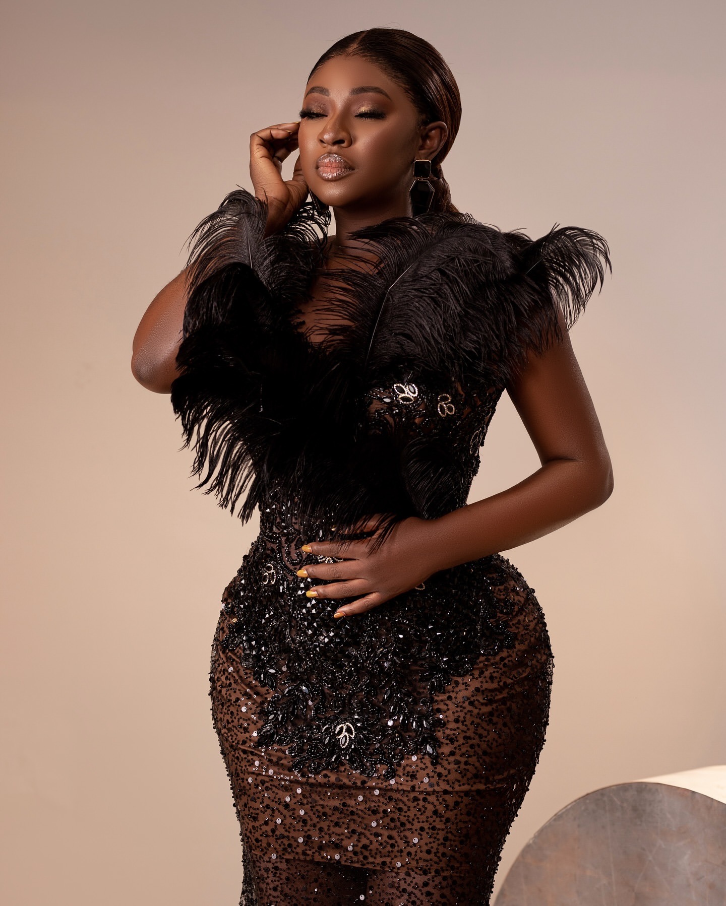 Black Illusion Mermaid Prom Dresses 2025 Beaded Crystals Feather Evening Formal Party Second Birthday Engagement Gowns Plus Size Dress For Special Occ