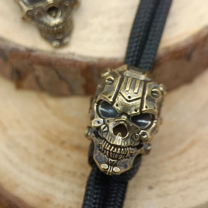 Mechanical Skull Head Brass Knife Beads EDC DIY Paracord Woven Bracelet Lanyard Pendant Accessories Outdoor Tool Hangings Charms 250213