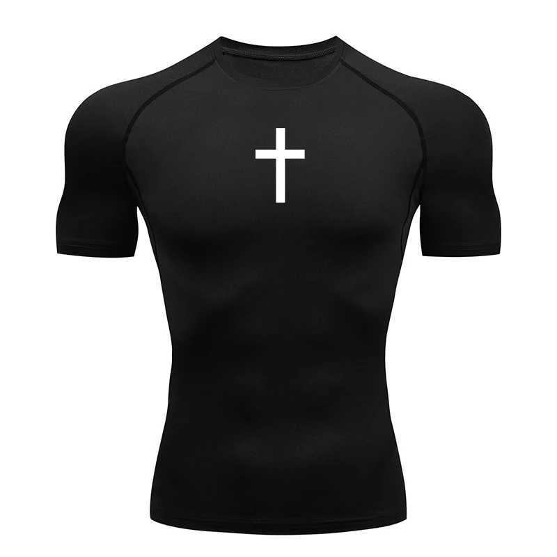 Christian Workout Compression Shirts Athletic Quick Dry Tshirts Tees Mens Gym Fitness Undershirts Tops Short Sleeve Rash Guard W250220
